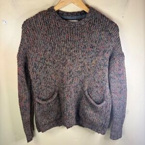 If It Were Me Multicolored Oversized Speckled Knit Sweater Women's XS Pockets